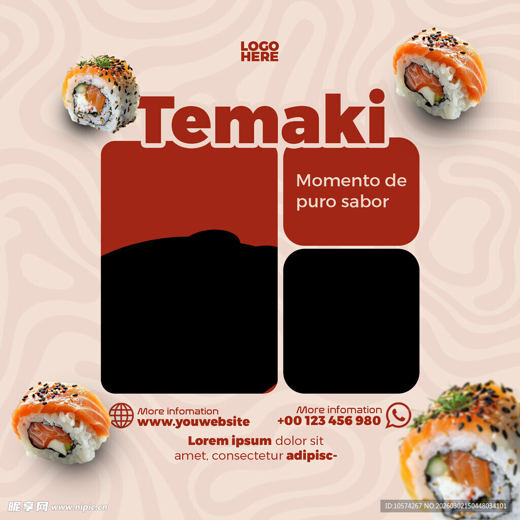 创意手卷寿司广告模板