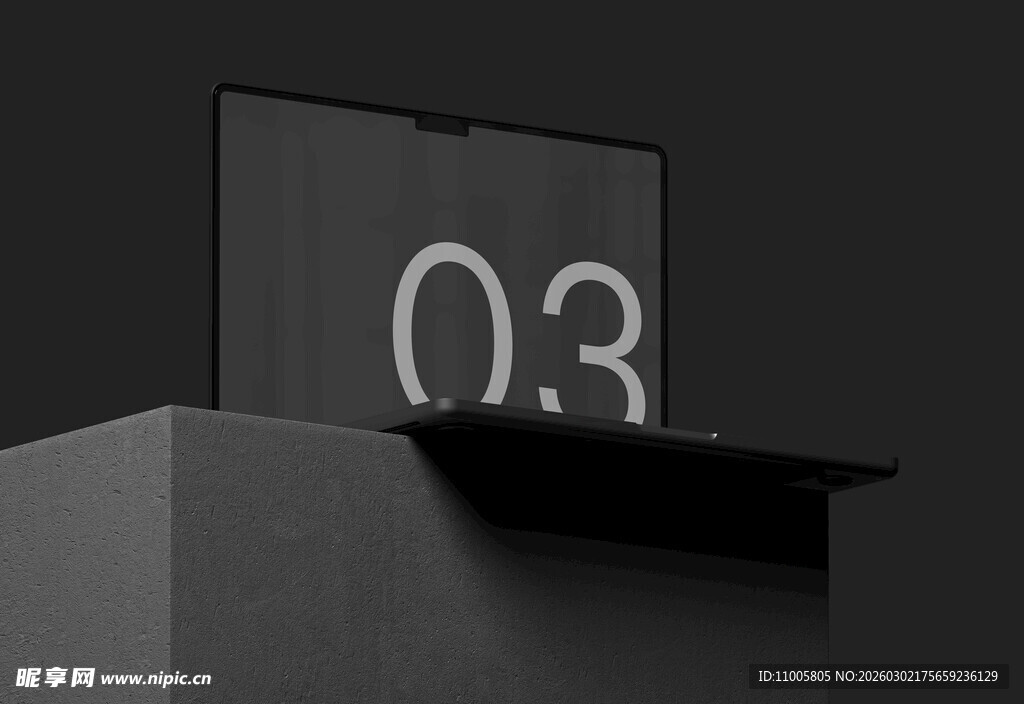 笔记本 样机 贴图 光影 黑色