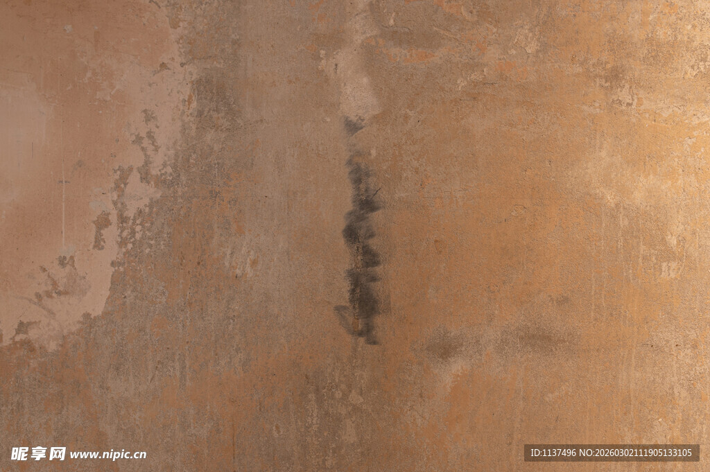 斑驳陈旧的棕褐色墙面纹理