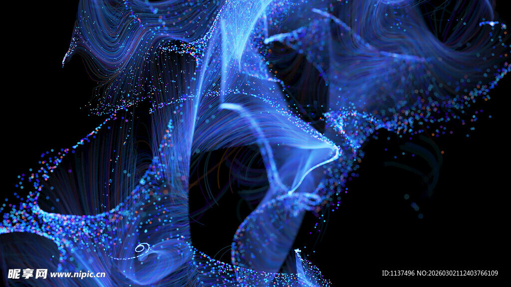 蓝色动感烟雾抽象艺术图