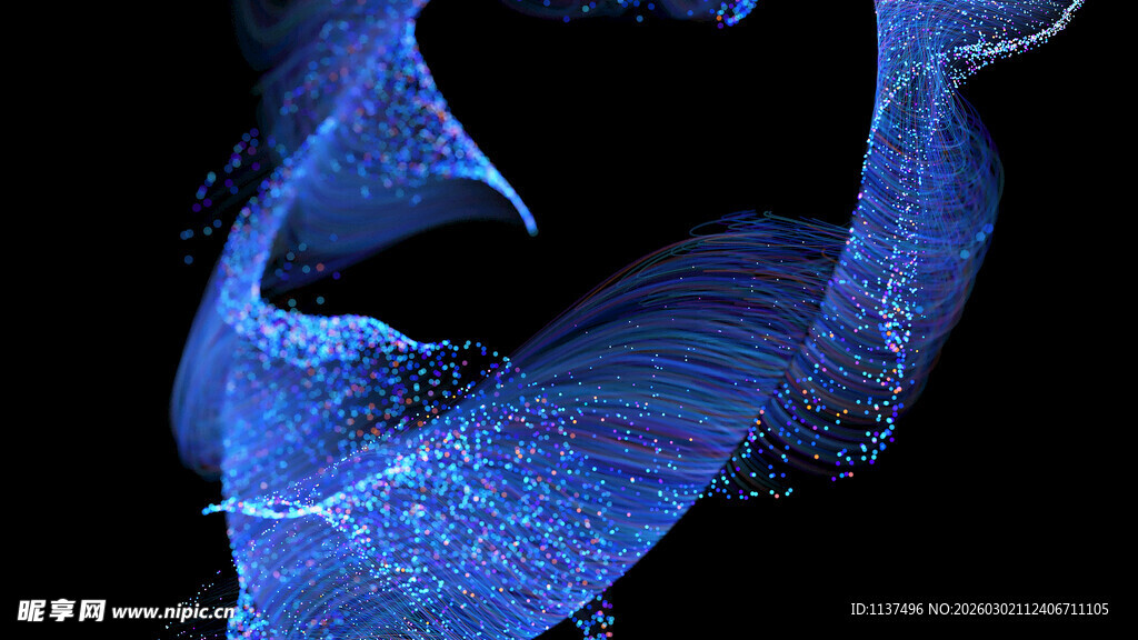 蓝色流动线条抽象艺术图