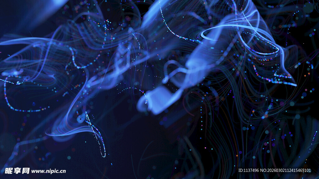 梦幻蓝色光绘线条艺术