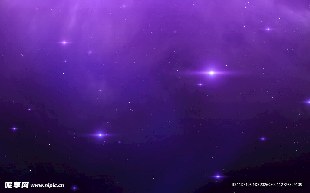 梦幻紫色星空夜景