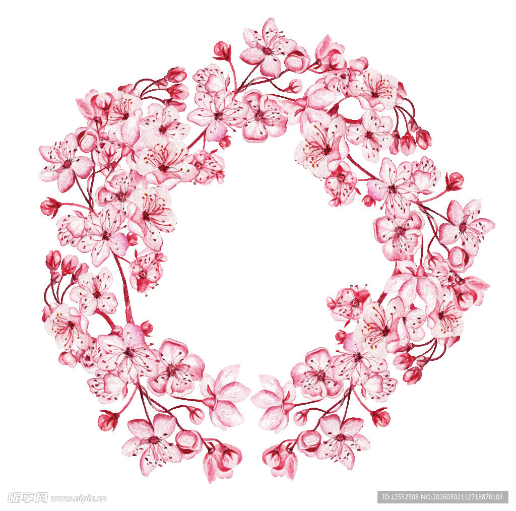 粉色花朵花环装饰图案