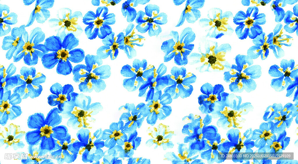 蓝黄小花无缝图案背景