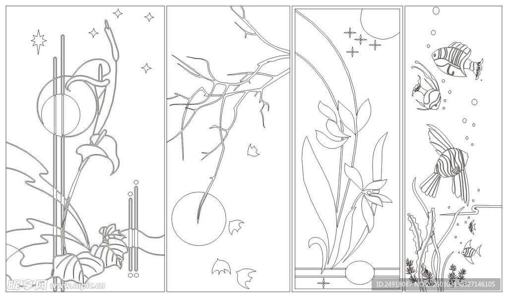 花卉植物线稿图案设计