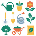 园艺工具与植物图标