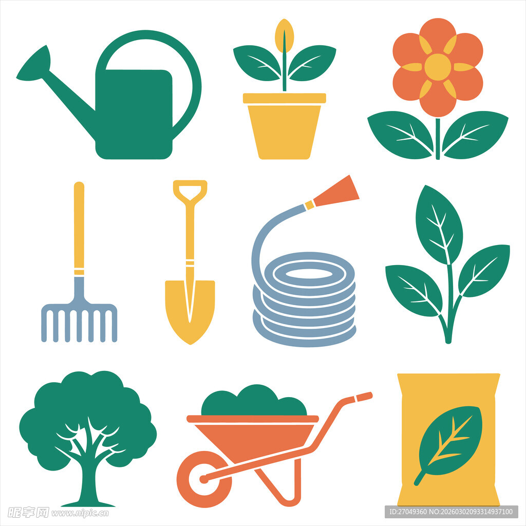 园艺工具与植物图标