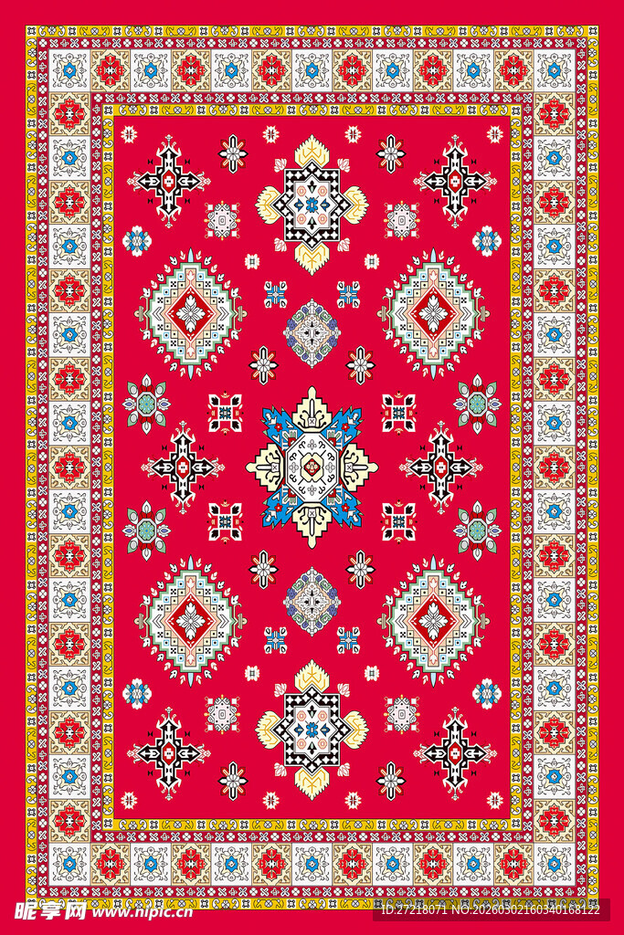 精美传统花纹红色地毯