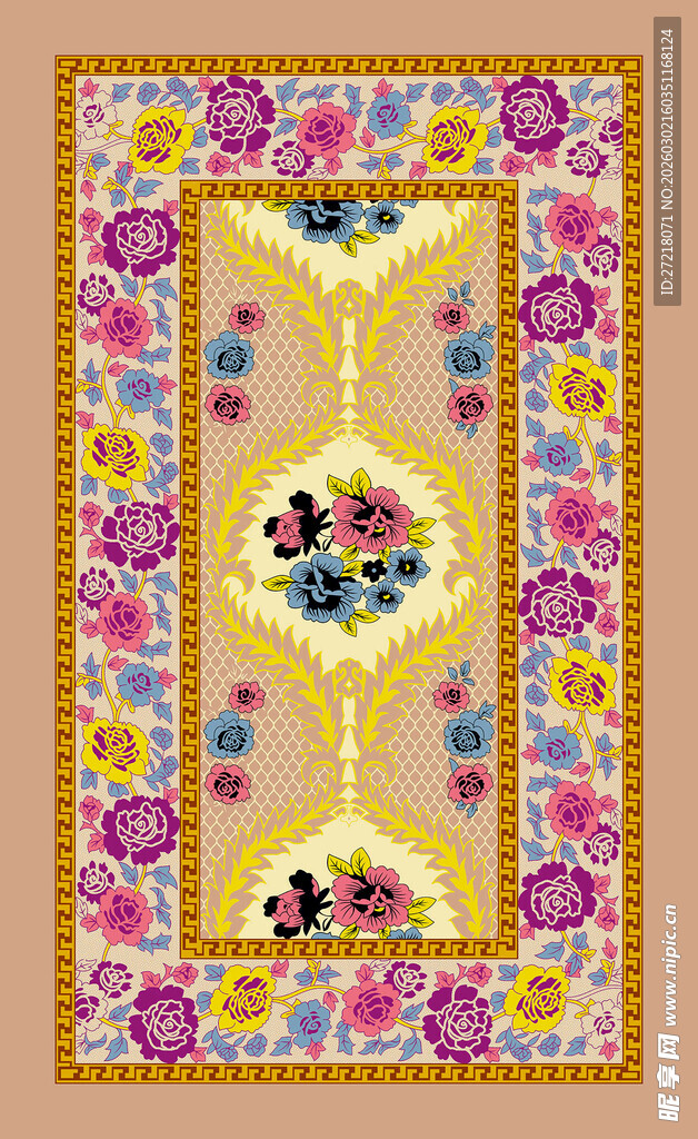 多彩花卉图案精美地毯