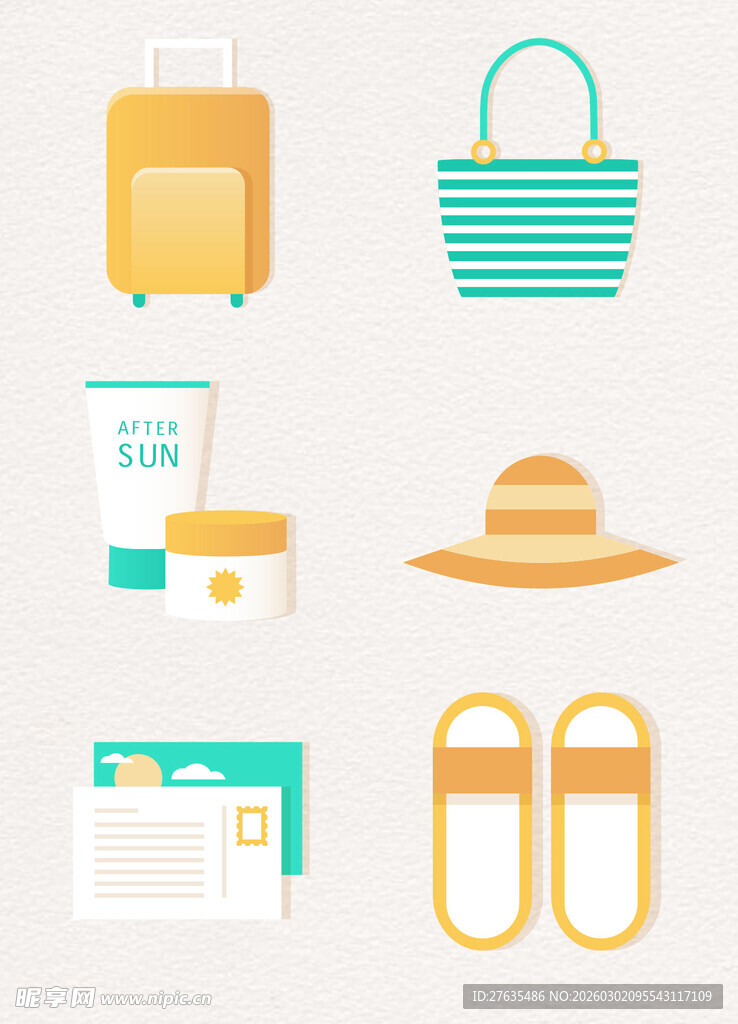 旅行必备物品图标集合