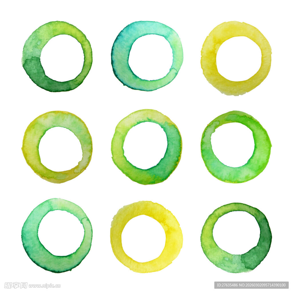 水彩环形图案集合
