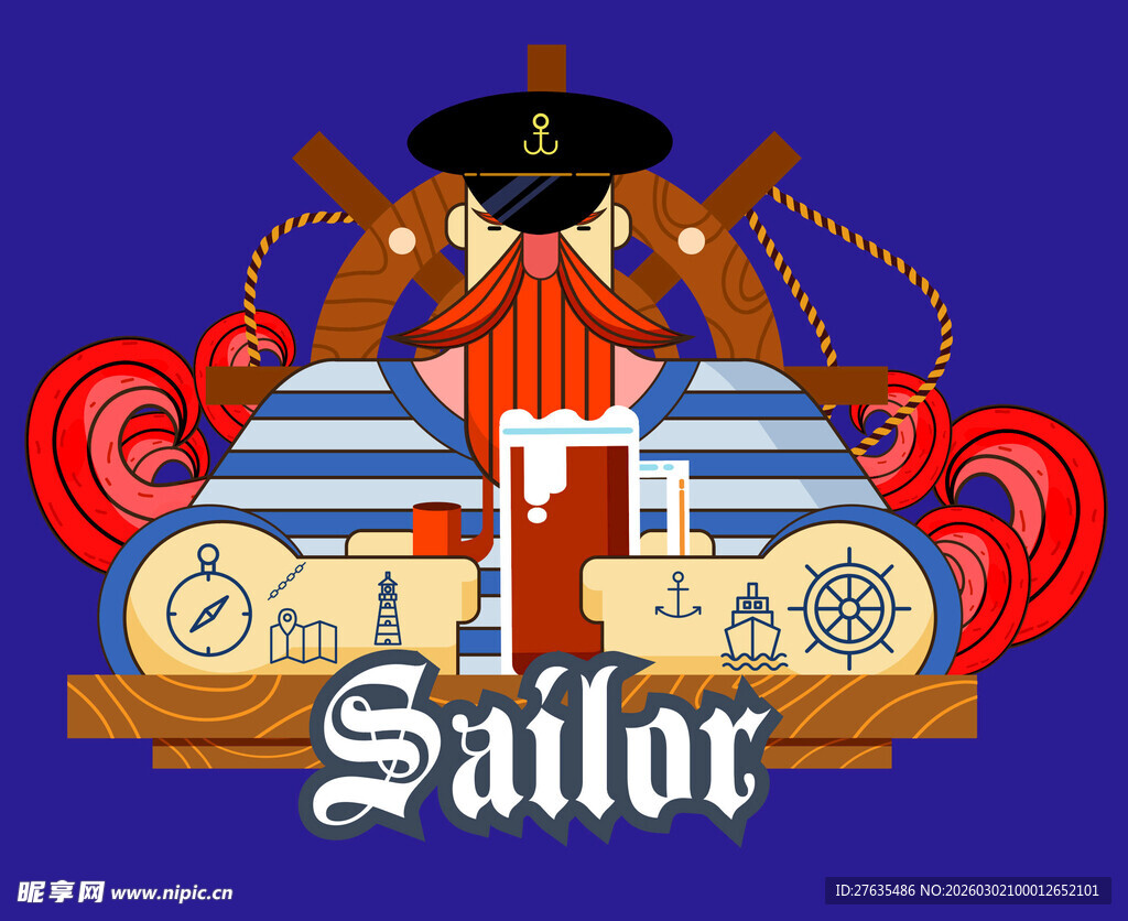 复古风水手主题图案设计