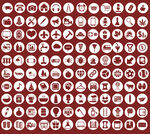 红色圆形图标图案集合