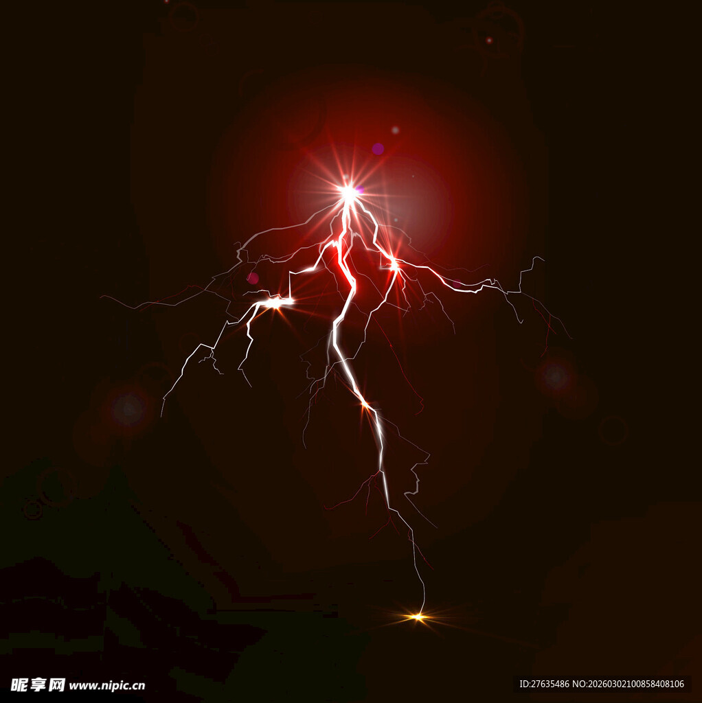 红色闪电划破黑暗夜空