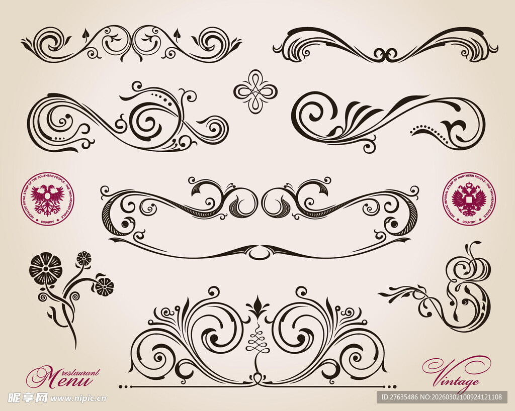 复古装饰花纹设计元素