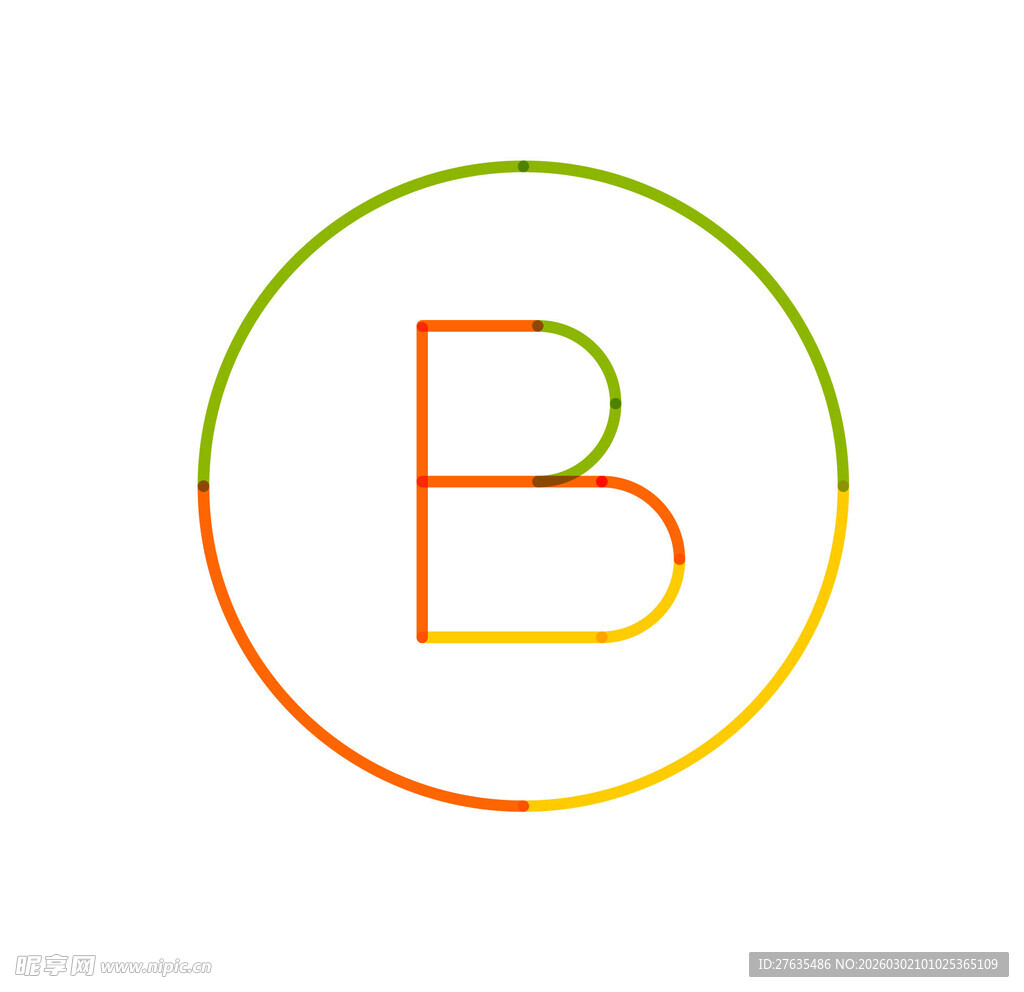 多彩渐变字母B标志