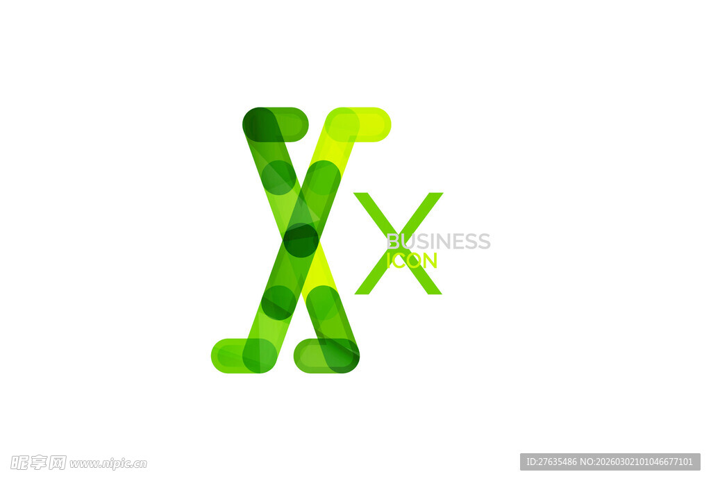 绿色几何风格字母X标志