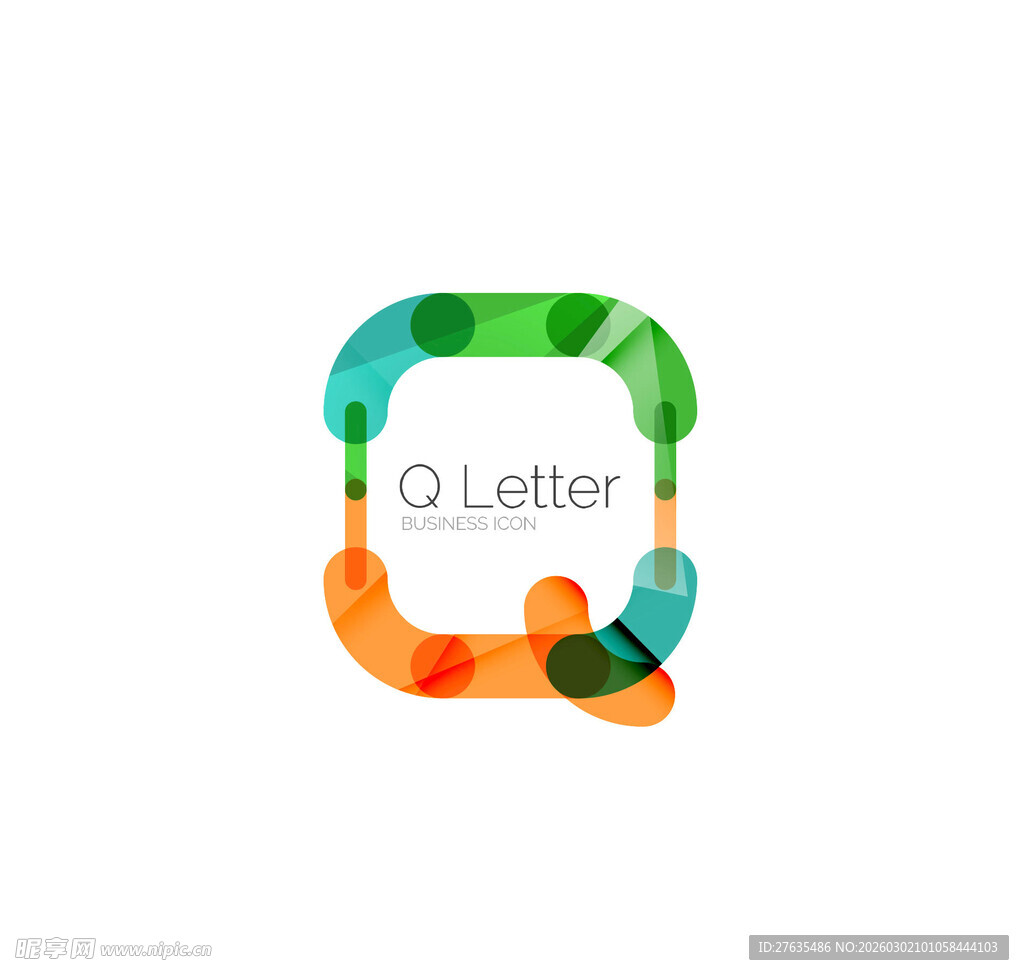 多彩字母Q创意标志设计