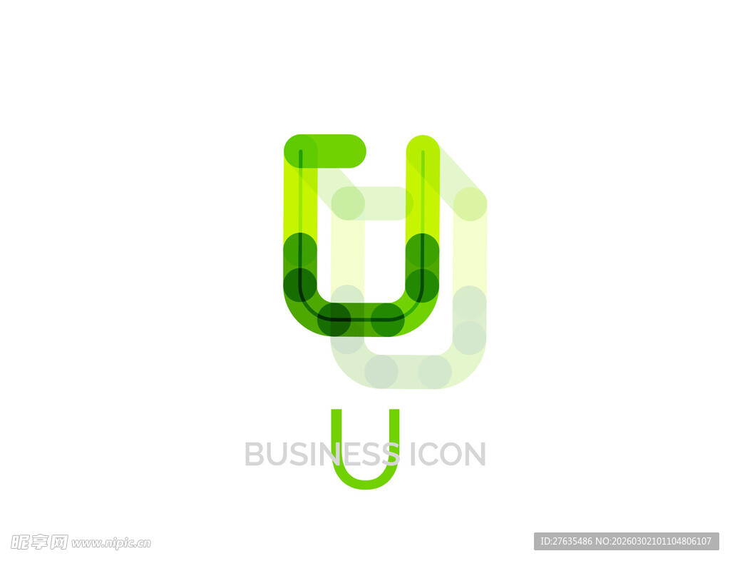 绿色渐变U形标志设计