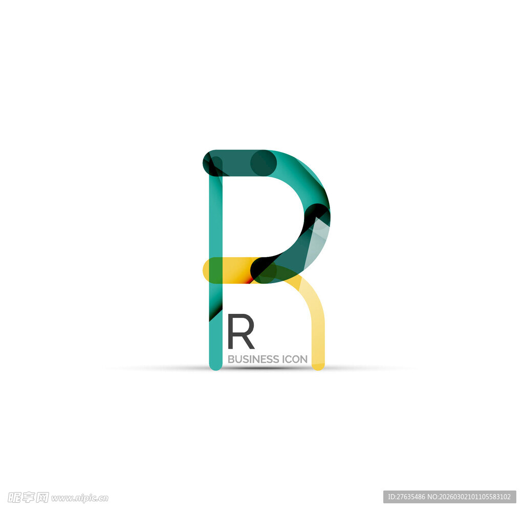 多彩字母PR组合标志设计