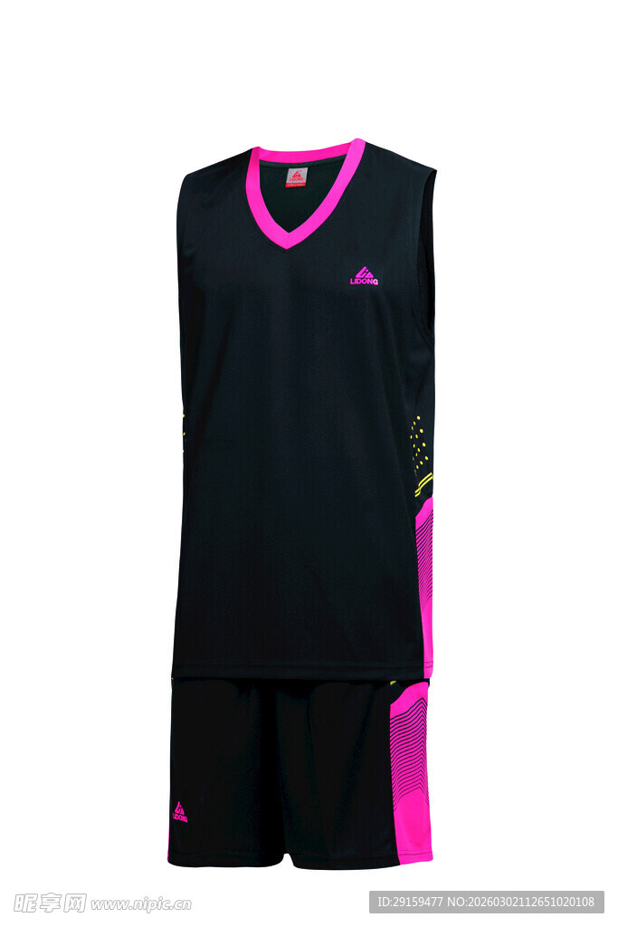 黑色配粉色篮球运动套装