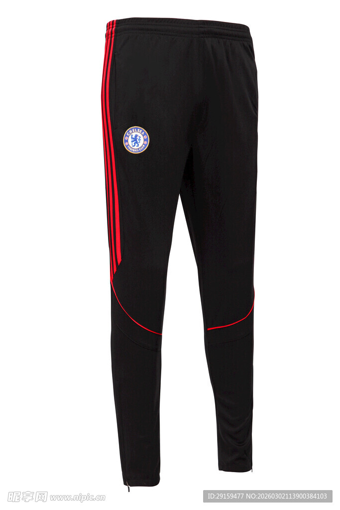 黑色侧边红条运动长裤