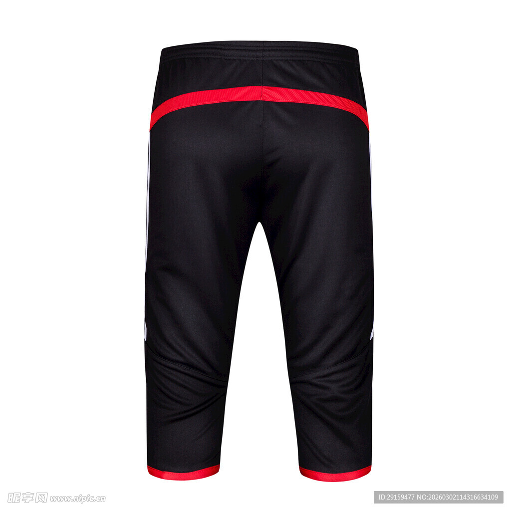 黑色红边运动七分裤
