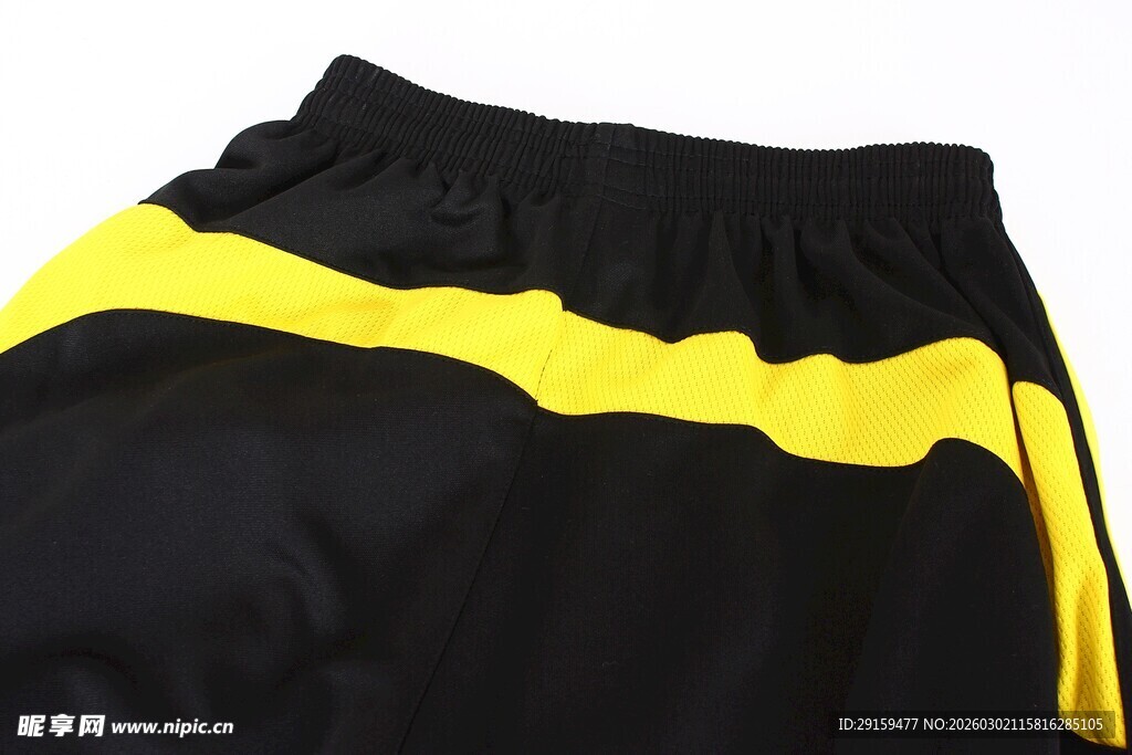 黑黄拼接运动裤细节展示