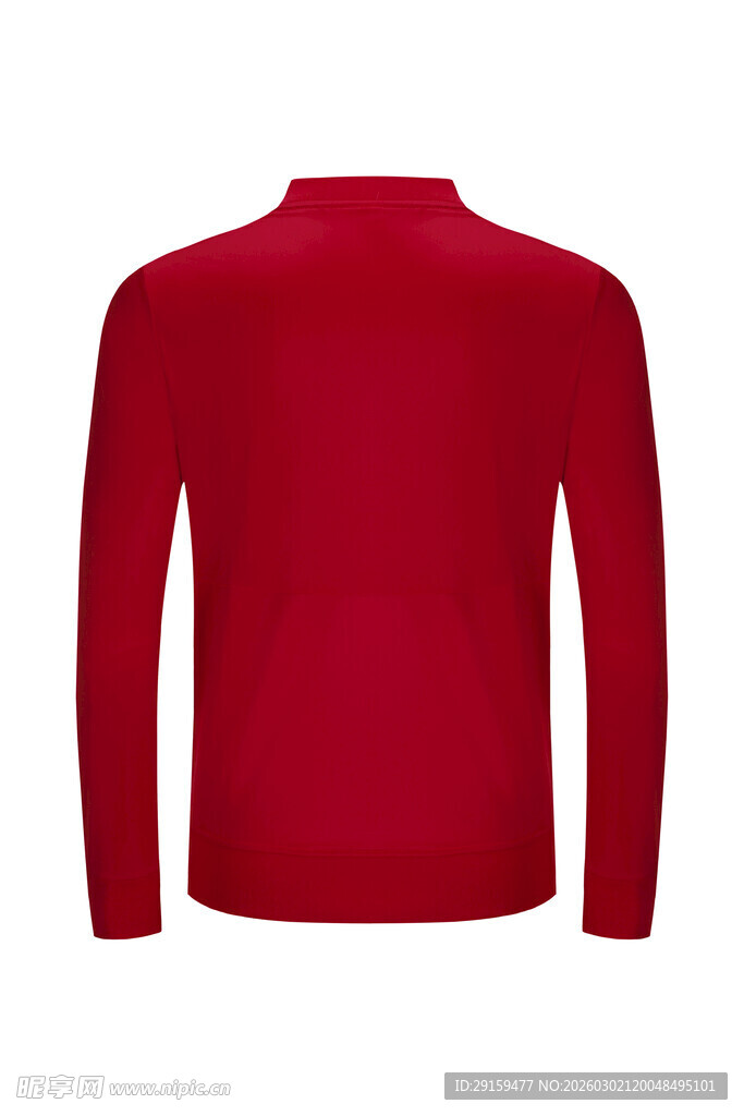 红色长袖上衣背影展示