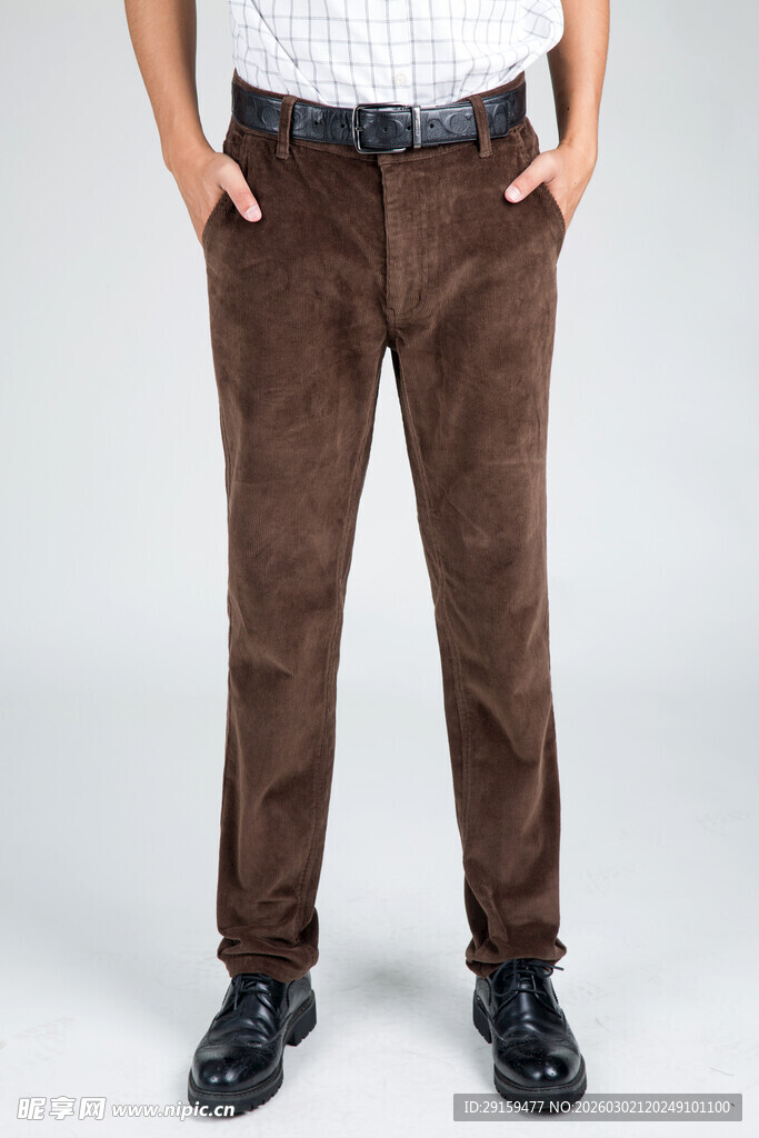 男士棕色灯芯绒休闲长裤