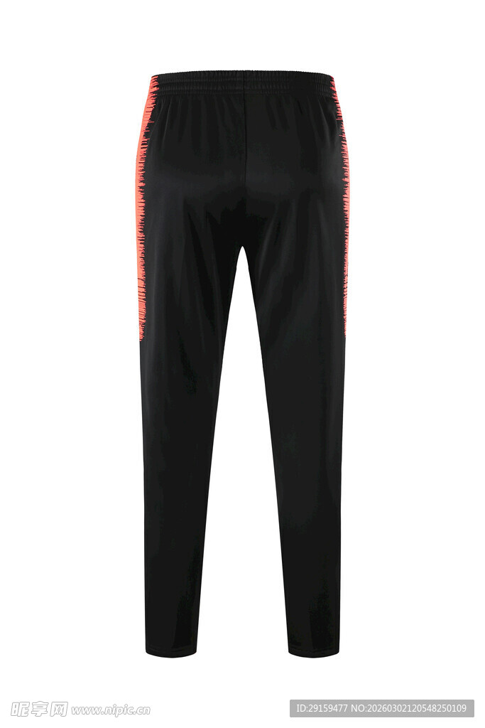 黑色侧边条纹运动长裤