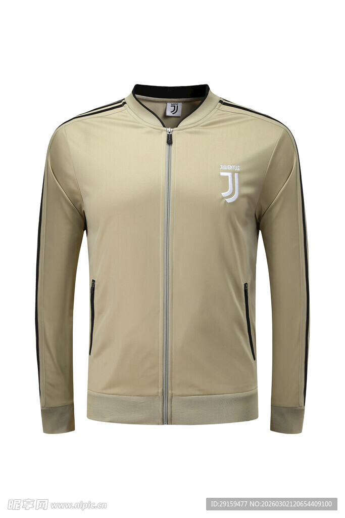 卡其色拉链运动夹克