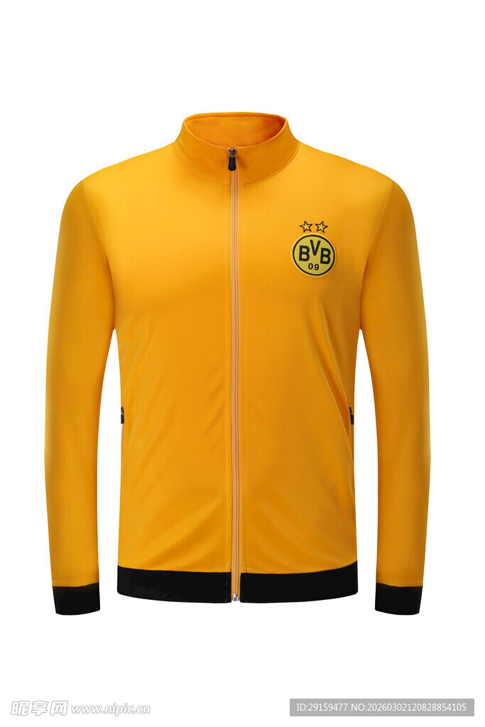 黄色运动拉链外套