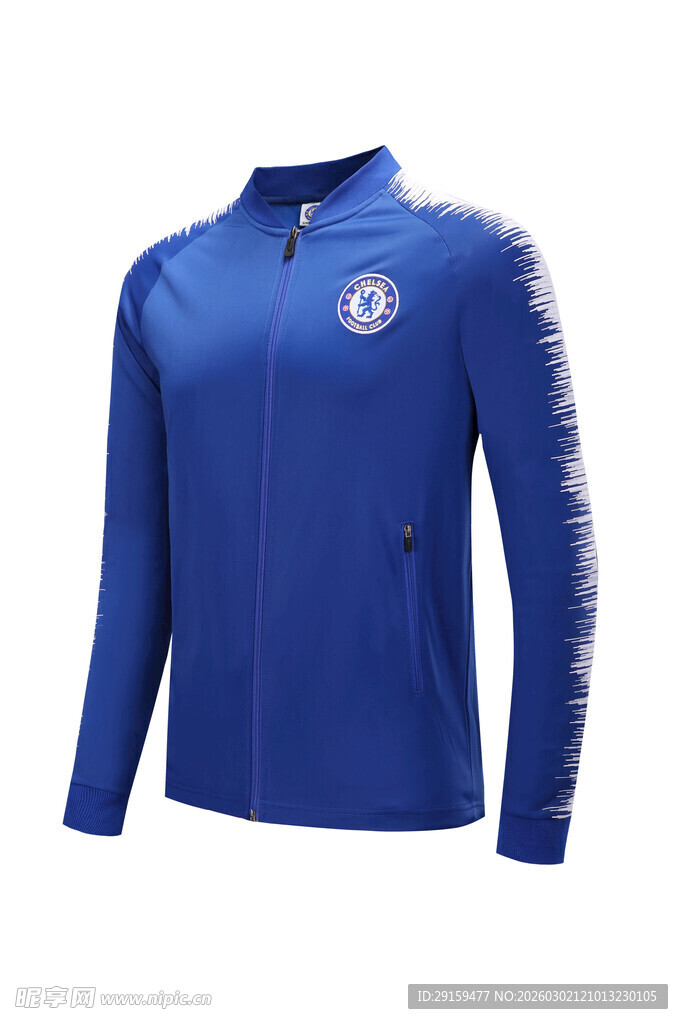 蓝色长袖足球运动上衣