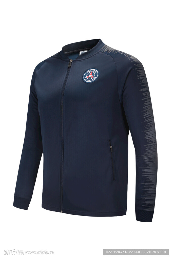 深蓝色长袖运动上衣