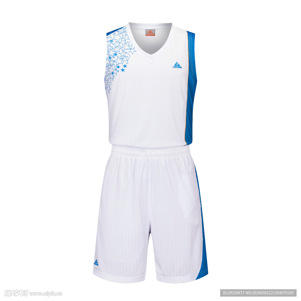 蓝白拼接篮球运动套装