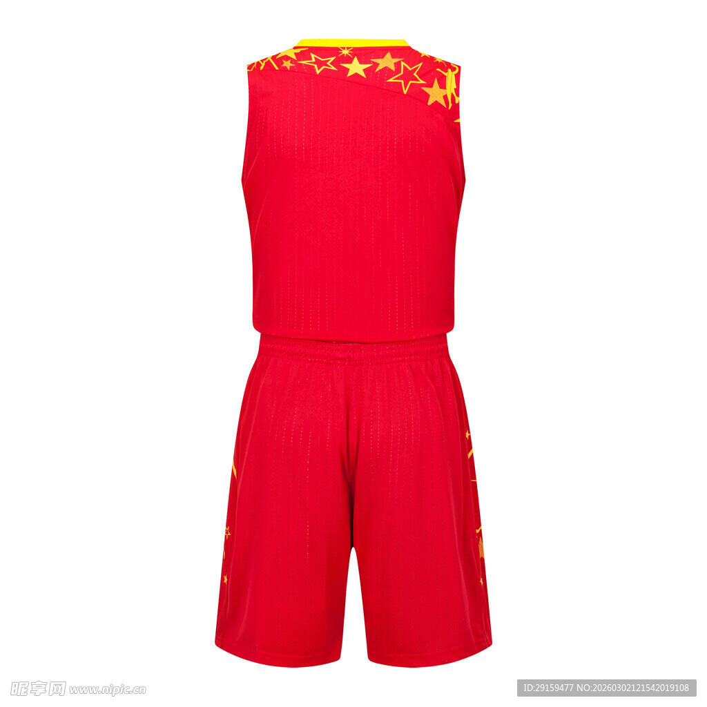 红色中式无袖运动套装