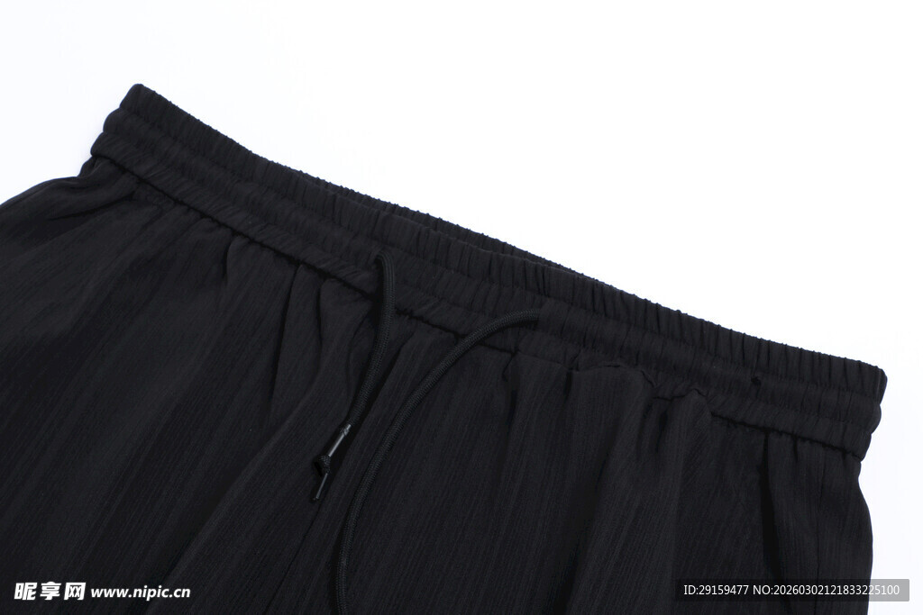 黑色休闲裤腰部细节展示