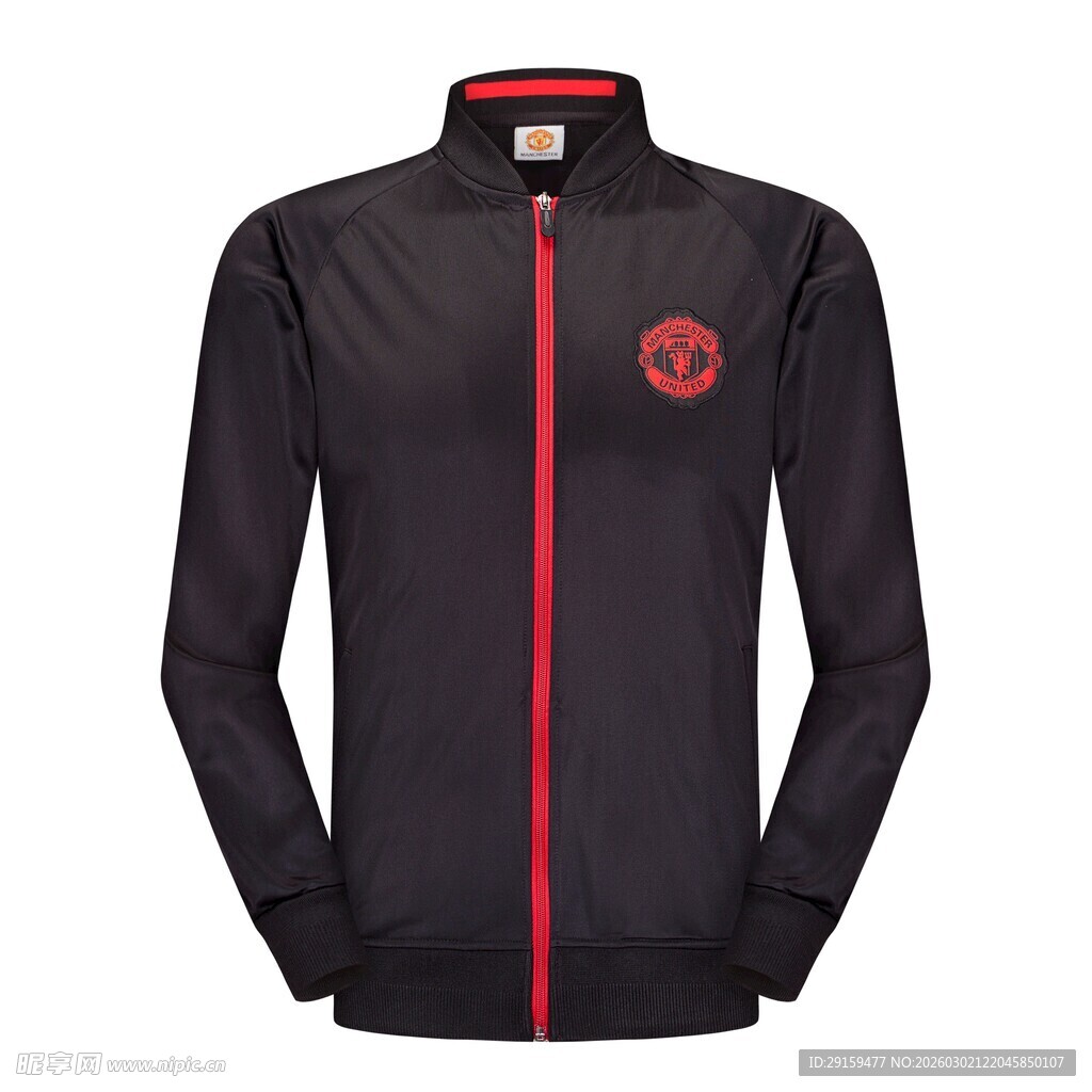 黑色运动拉链外套