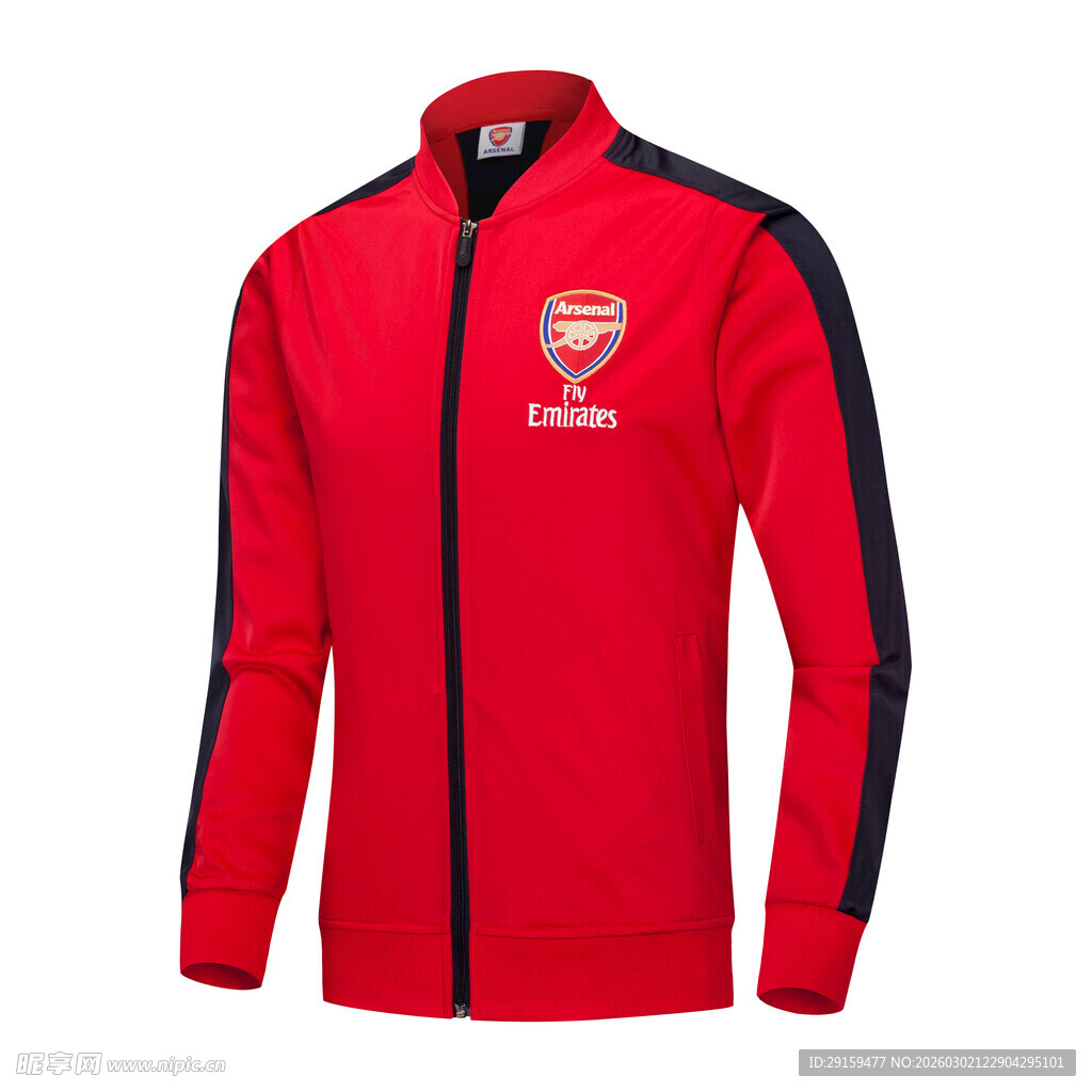 阿森纳红色拉链运动外套