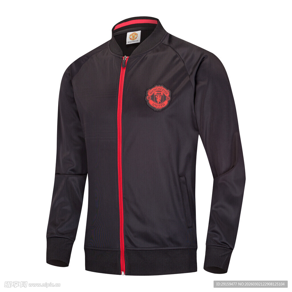 黑色带红边运动夹克