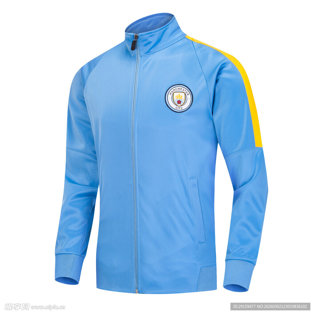 蓝色曼城足球训练夹克