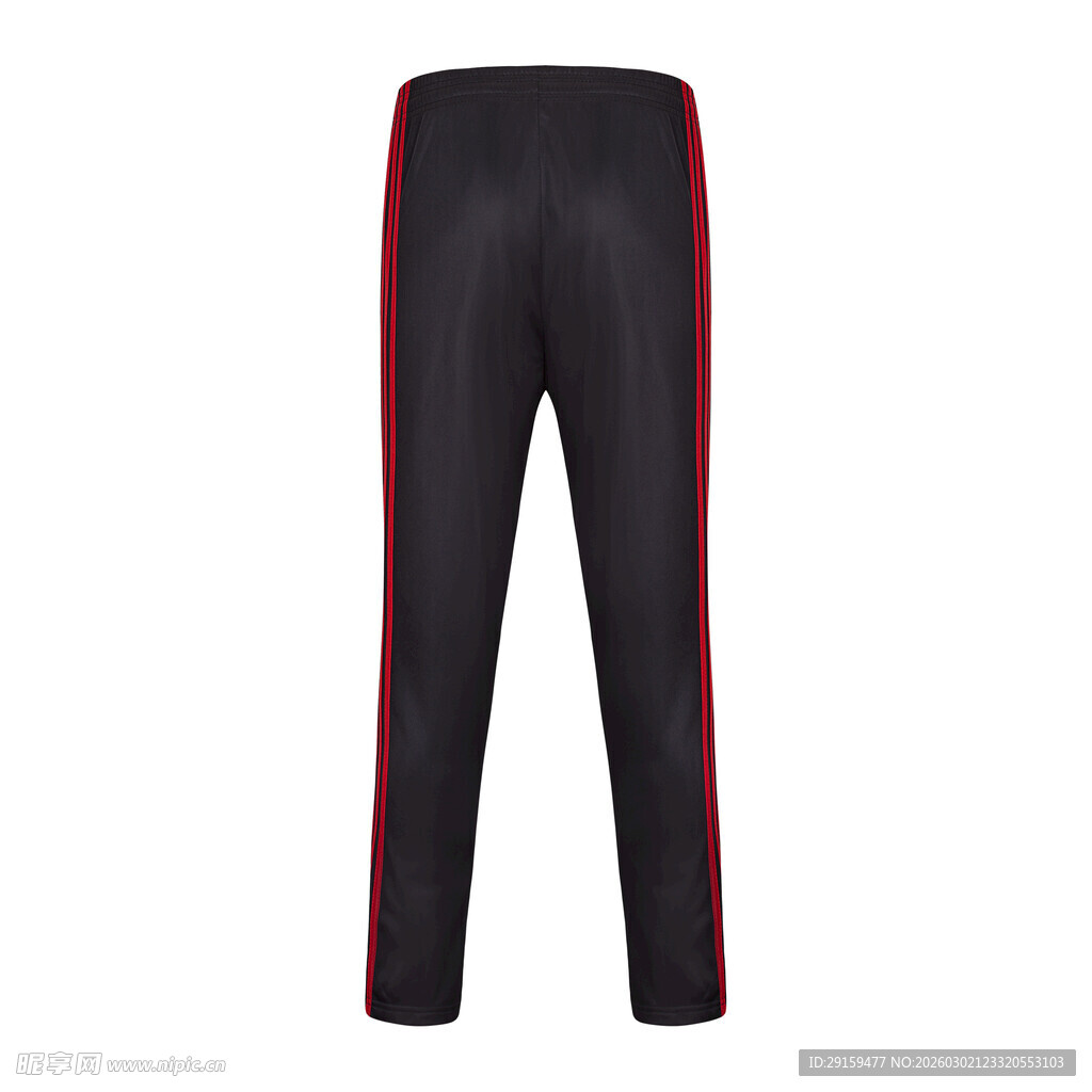 黑色侧边红条纹运动长裤