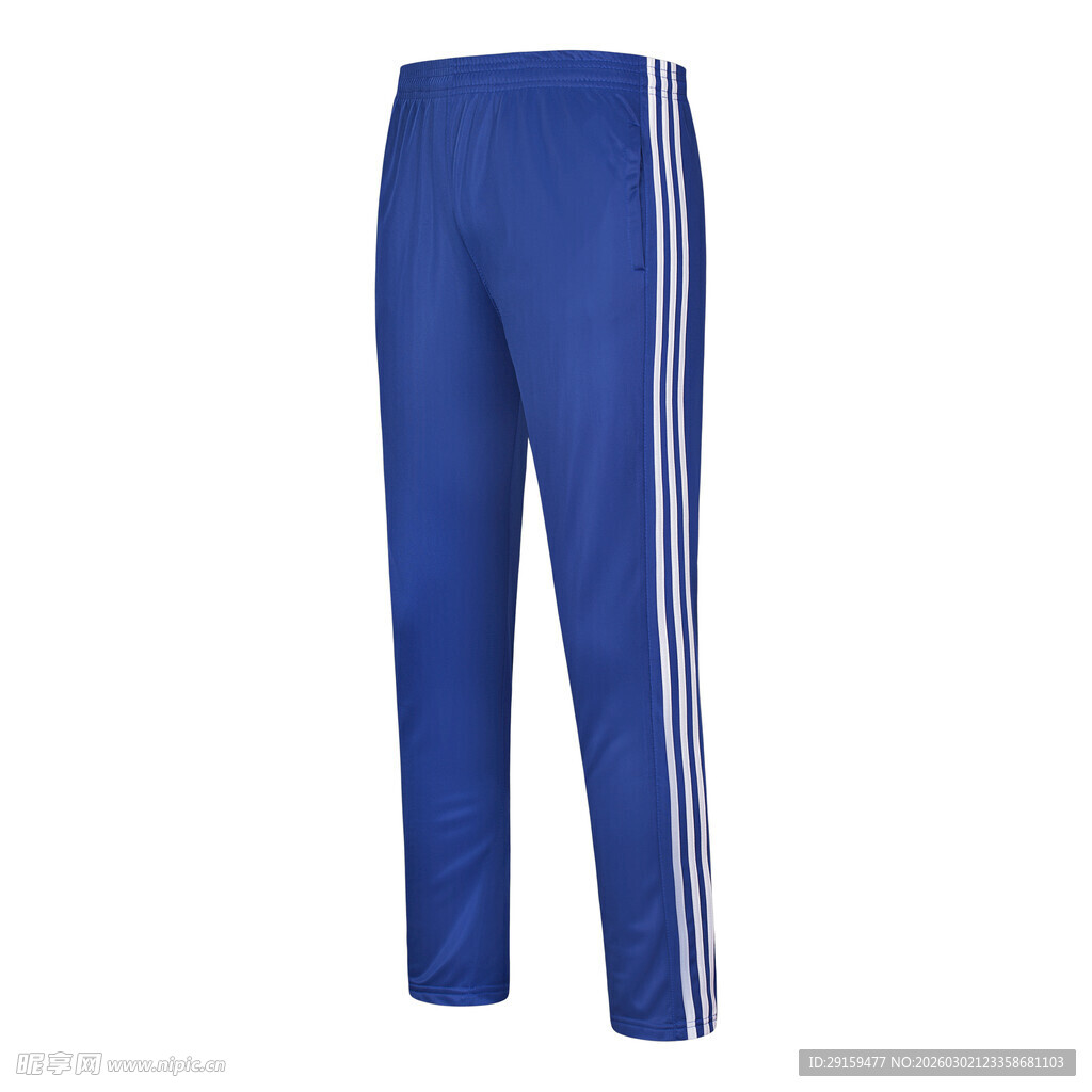 蓝色条纹运动长裤