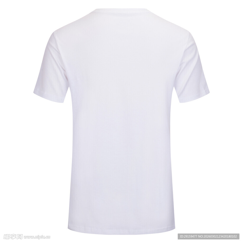 白色纯棉短袖T恤背面