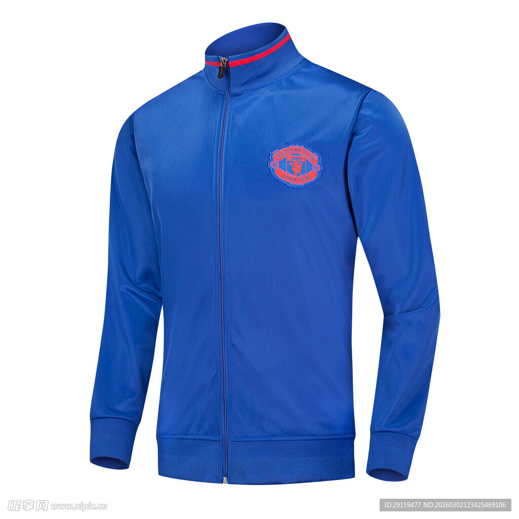 蓝色运动拉链外套