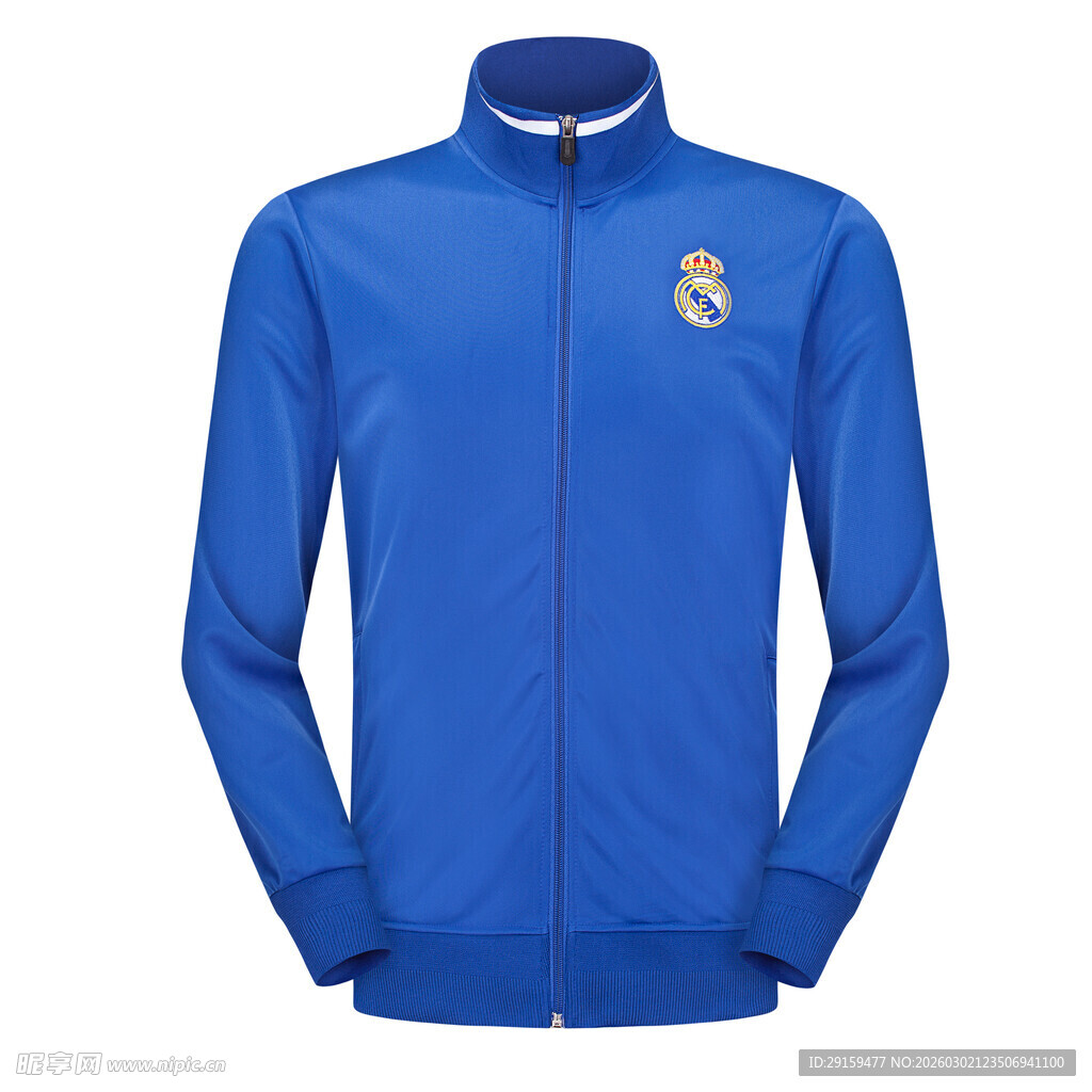 蓝色皇马运动拉链外套
