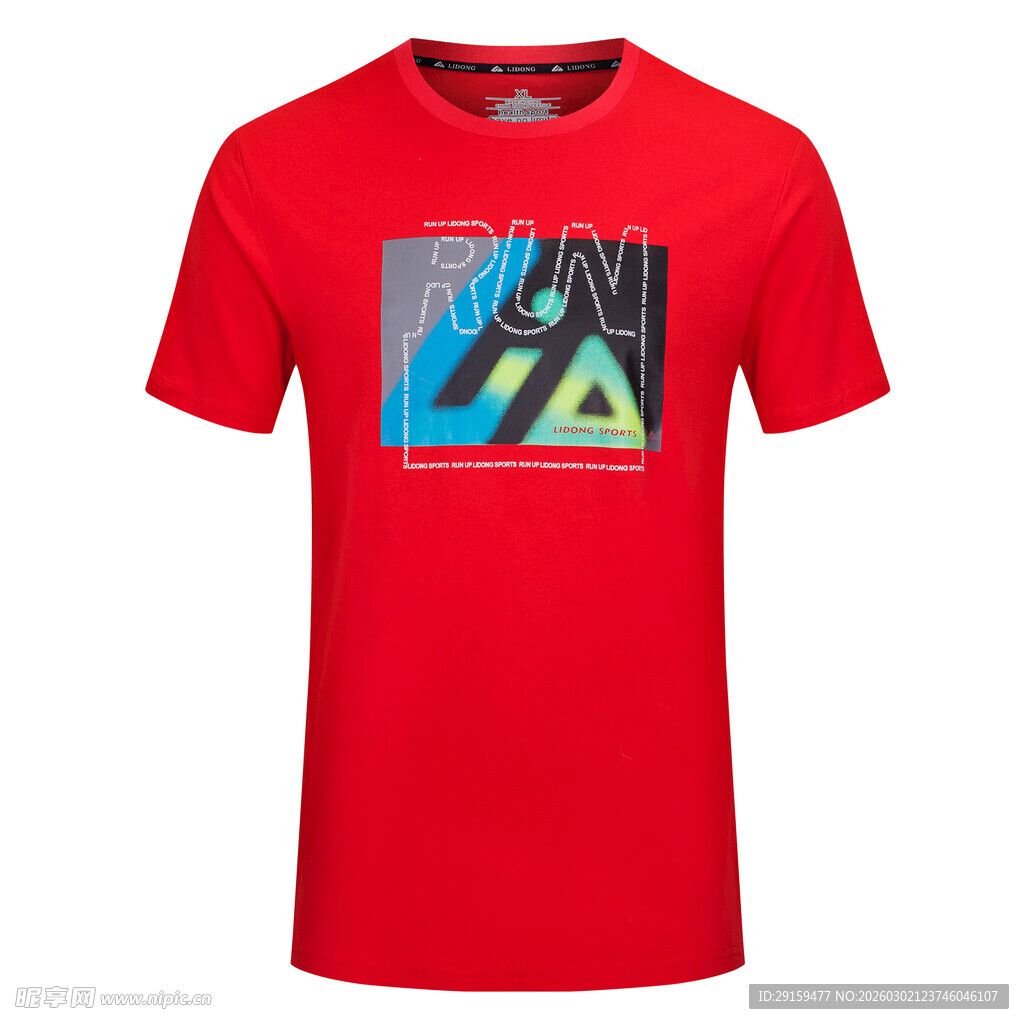 红色图案短袖T恤