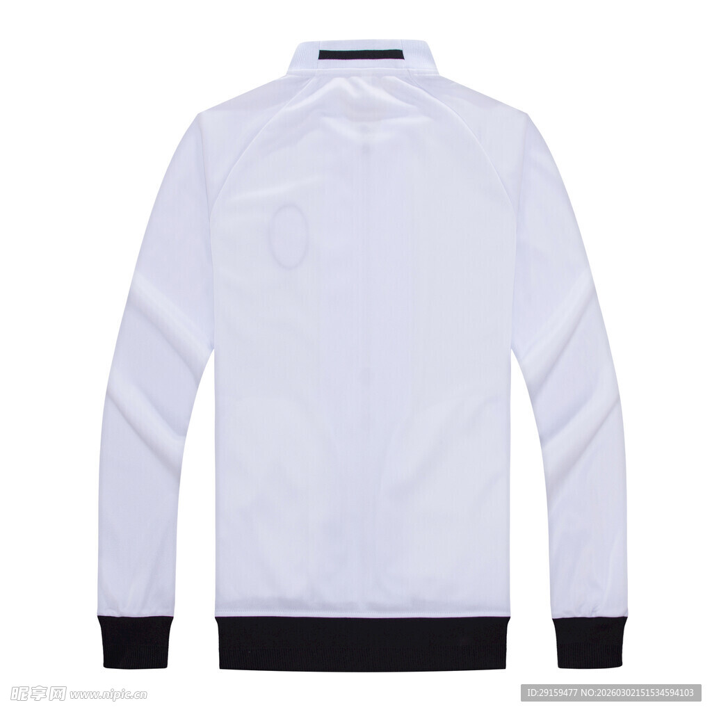 白色长袖外套背面展示